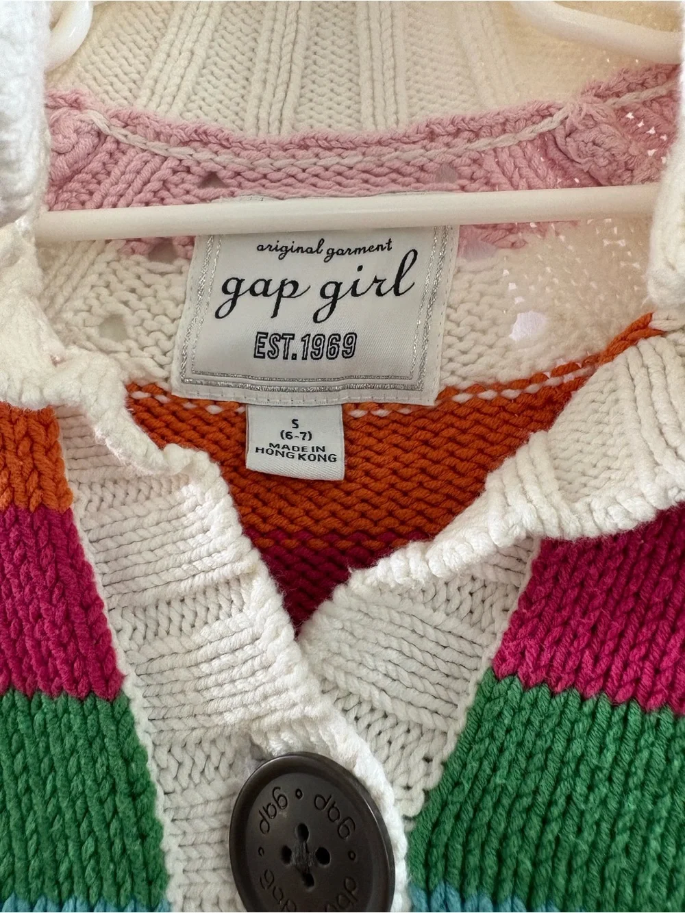 Vintage Gap Girl Multicolor Striped Button Down Cardigan Sweater - Small (6-7)
